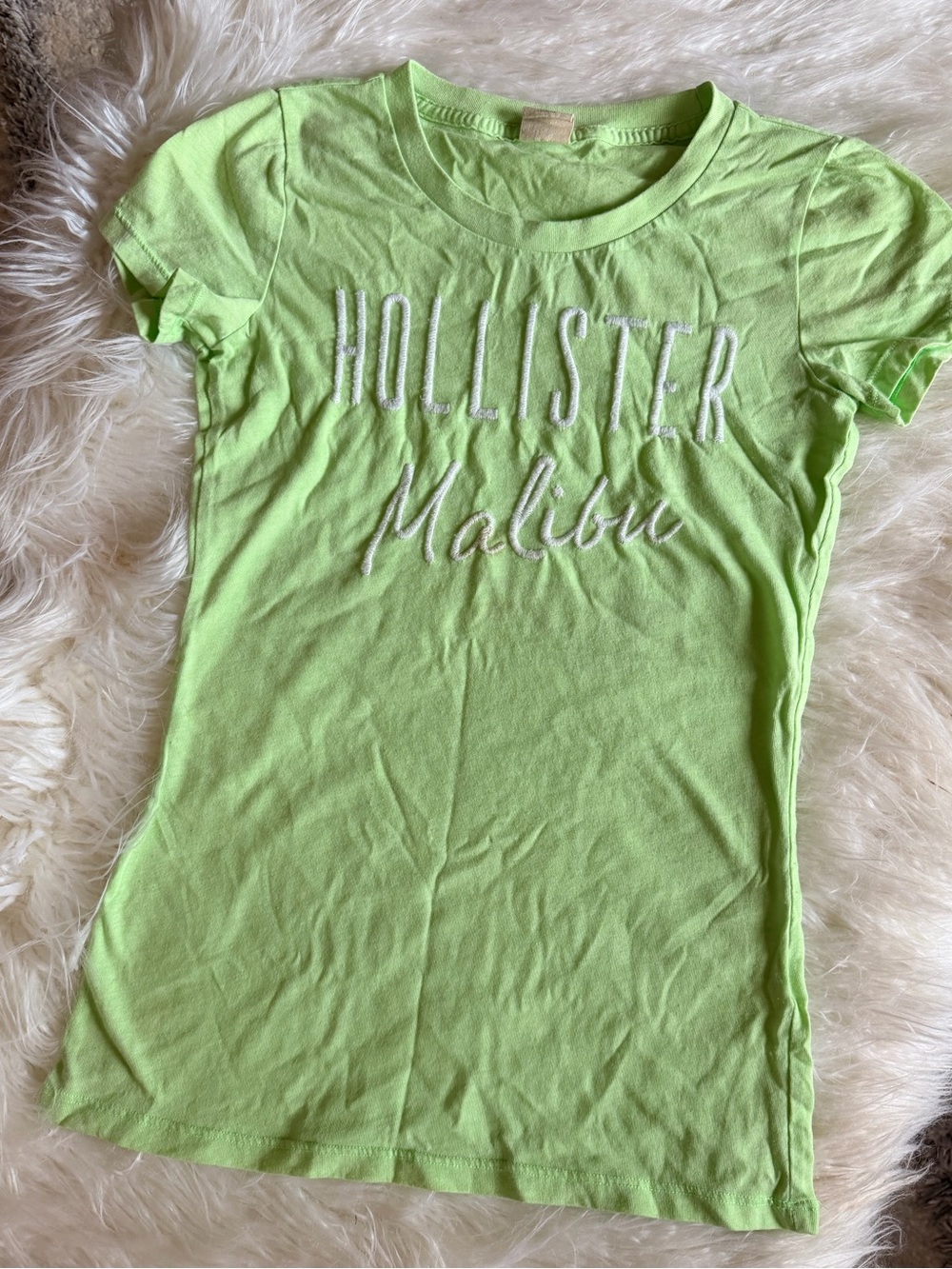 Hollister Neon Lime Green Logo Short Sleeve Tee